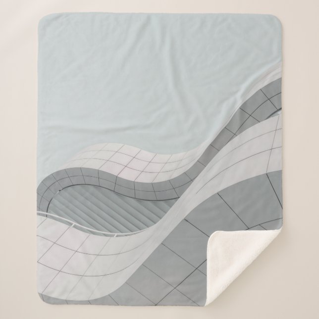 WHITE AND GRAY BUILDING STRUCTURE SHERPA BLANKET (Front)