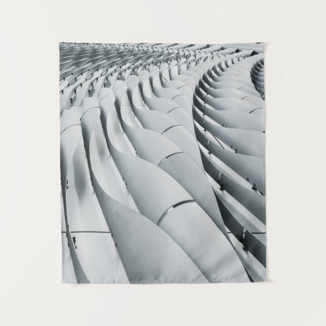 White and gray building structure tapestry (Front)