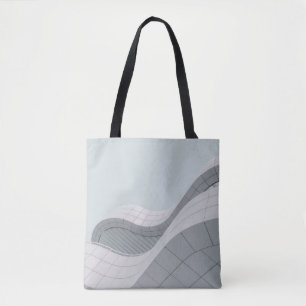 WHITE AND GRAY BUILDING STRUCTURE TOTE BAG