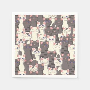 White and gray cats pattern napkin
