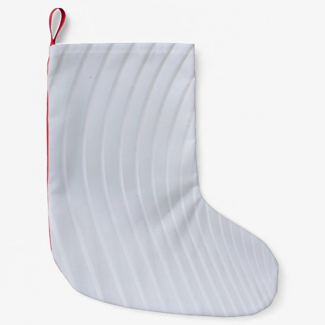 White and gray striped textile small christmas stocking (Front)
