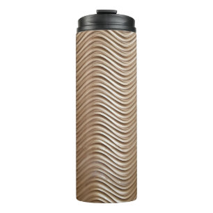 White and gray striped textile thermal tumbler
