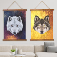 White and Gray Wolf Abstract Polygonal Pop Art