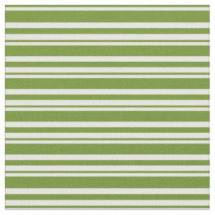 White and Green Coloured Striped Pattern Fabric