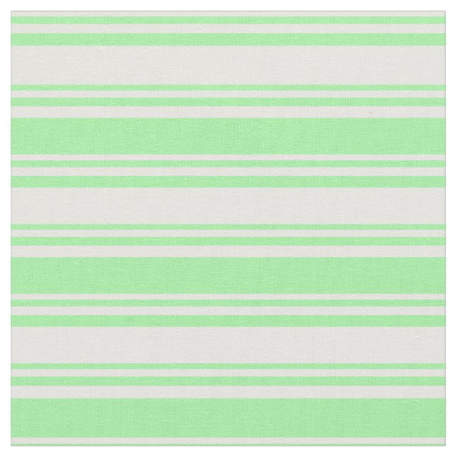 White and Green Coloured Stripes/Lines Pattern Fabric (Close Up)