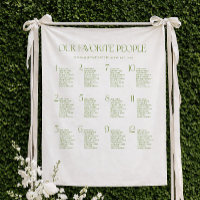 White and Green Fabric Wedding Seating Chart