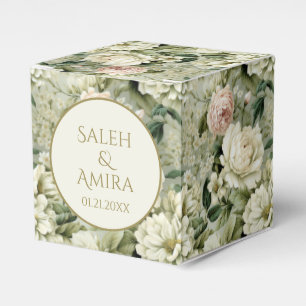 White and Green Floral Wedding Sugar Cookies Favour Box