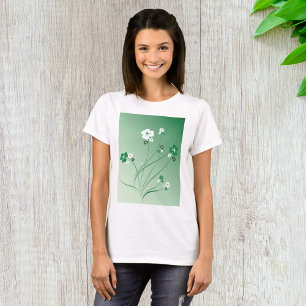 White And Green Flowers T-Shirt