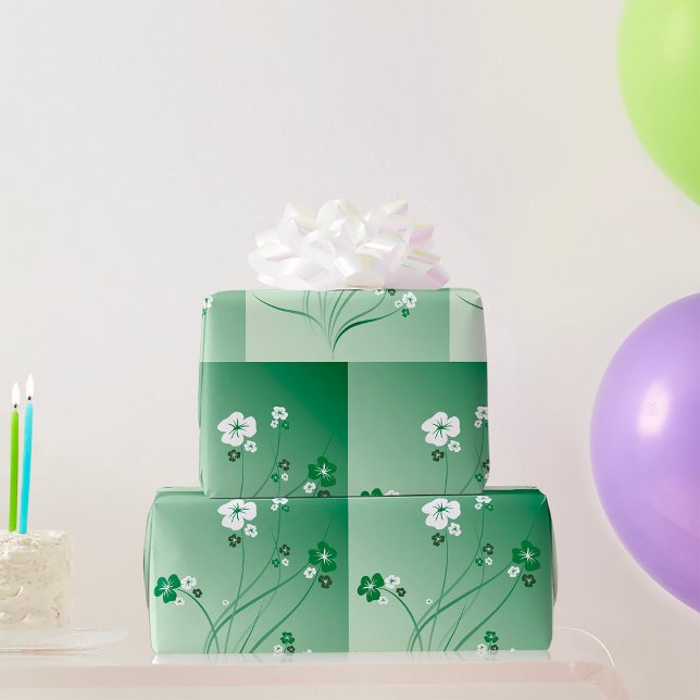 White And Green Flowers Wrapping Paper (Creator Uploaded)
