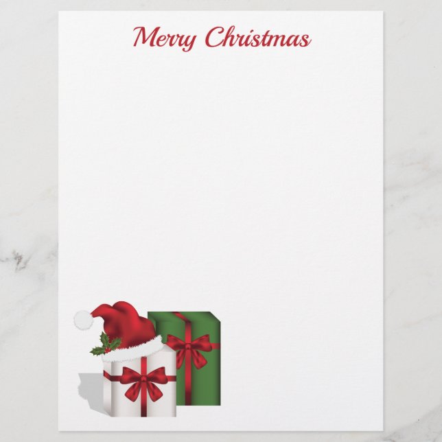 White And Green Gift Boxes With A Santa Hat Custom Letterhead (Front)