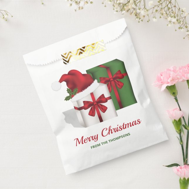 White And Green Gift Boxes With Custom Text Favour Bags (Sealed)