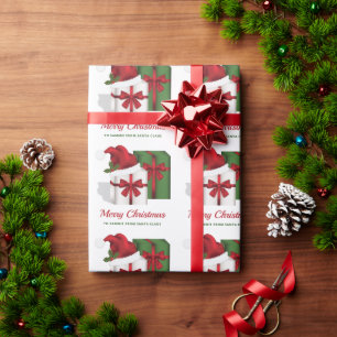 White And Green Gift Boxes With Custom Text Wrapping Paper