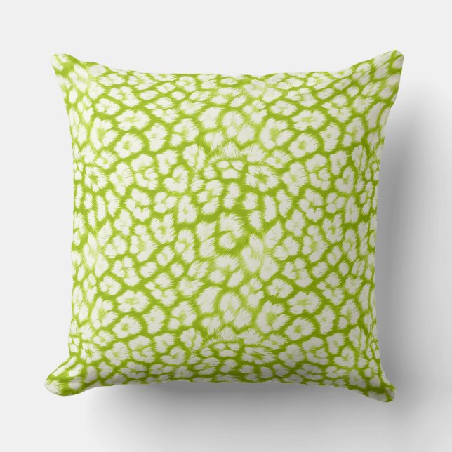 White and green leopard print  cushion (Front)