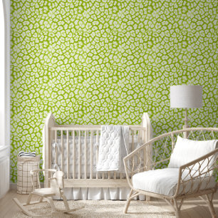 White and green leopard print wallpaper