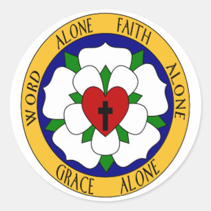 White And Green Luther Rose Classic Round Sticker