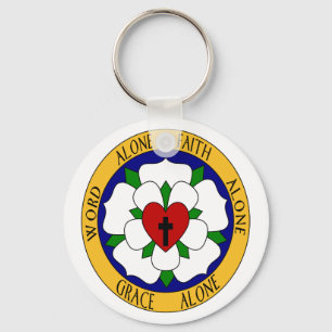 White And Green Luther Rose Key Ring