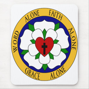 White And Green Luther Rose Mouse Mat