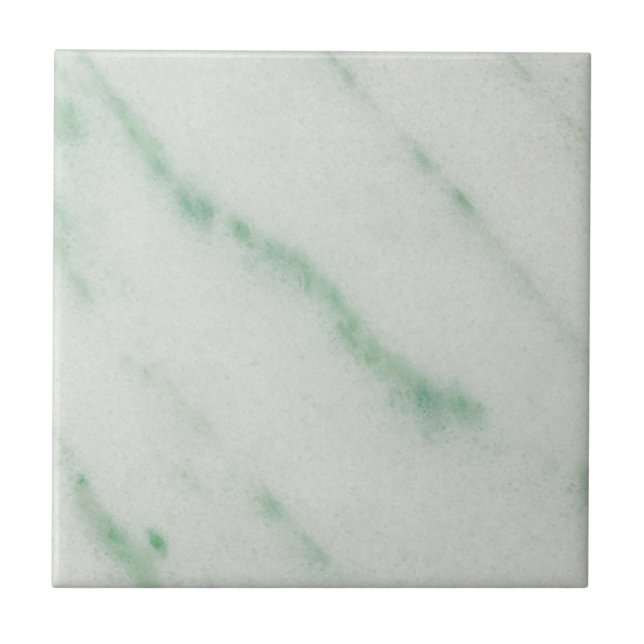 White and Green Maraschino Marble Print Tile (Front)
