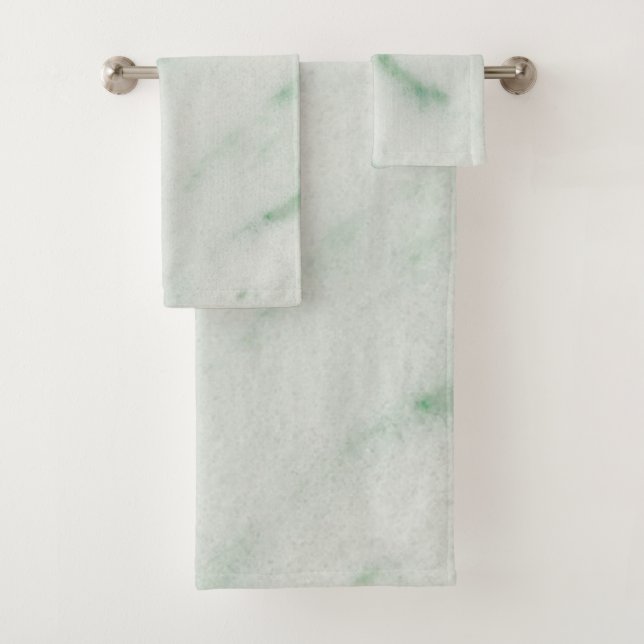  White and Green Marble Bath Towel Set (Insitu)