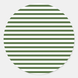 WHite and Green Modern Pinstripes Pattern Classic Round Sticker