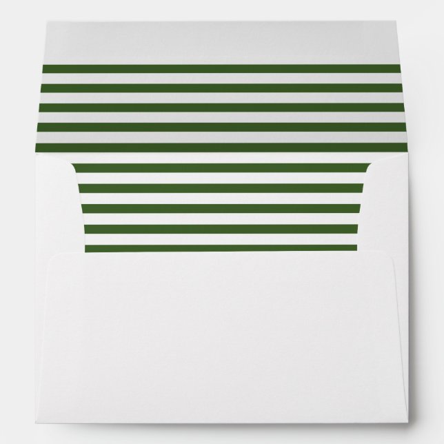White and Green Modern Pinstripes Pattern II Envelopes (Back (Bottom))