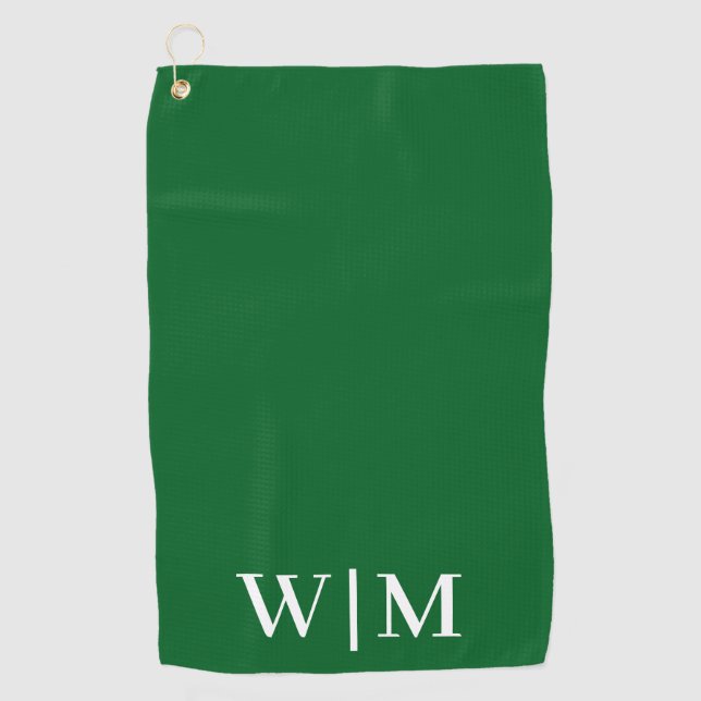 White and Green Personalised Golf Towel (Front)