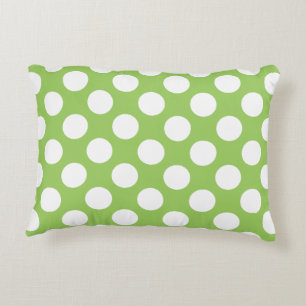 White And Green Polka Dot Pattern Decorative Cushion