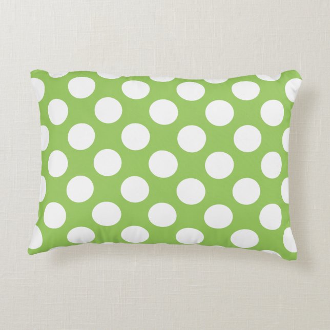 White And Green Polka Dot Pattern Decorative Cushion (Back)