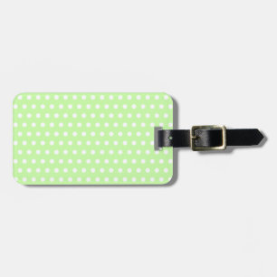 White and Green Polka Dot Pattern. Spotty. Luggage Tag