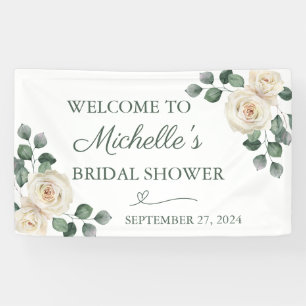 White and Green Rose Banner