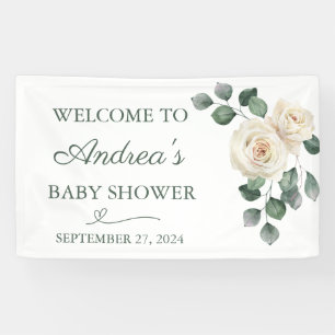 White and Green Rose Banner