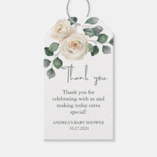 White and Green Rose Thank You  Gift Tags