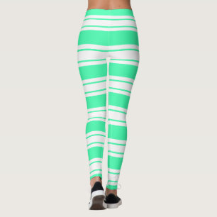 White and Green Stripe Leggings - Choose Colours
