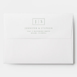 White and Green Stripes Wedding Envelope