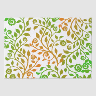 White and Green Swirly Floral Pattern Nice Simple Tissue Paper