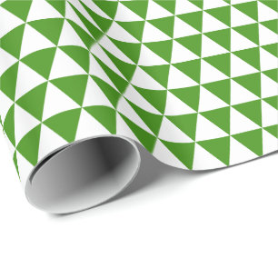 White and Green Triangles Wrapping Paper