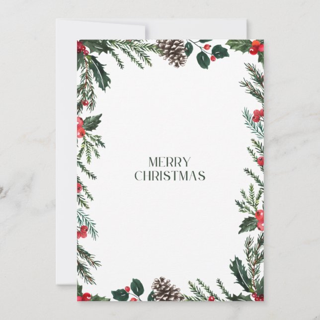White and green watercolor christmas invitation (Back)