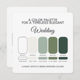 White and Green Wedding Color Palette Card