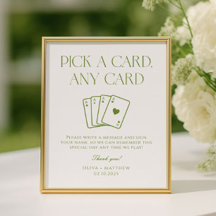 White and Green Wedding Playing Card Guest Book 