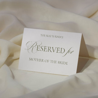 White and Green Wedding Reserved Place Card