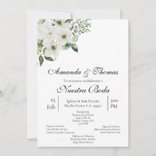 White and greenery bouquet Wedding invitation