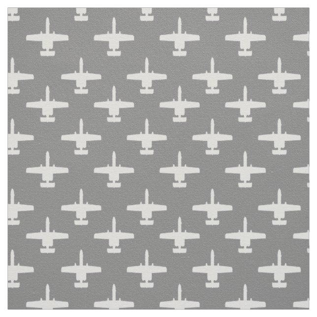 White and Grey A-10 Warthog Attack Jet Pattern Fabric (Swatch)