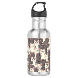 White and grey cats pattern 532 ml water bottle