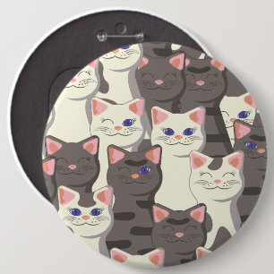 White and grey cats pattern 6 cm round badge