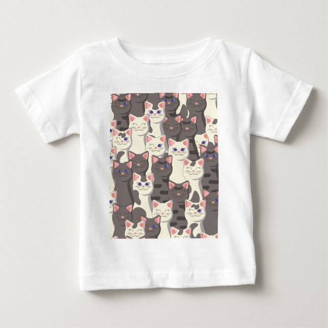 White and grey cats pattern baby T-Shirt (Front)