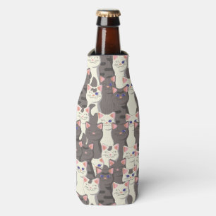 White and grey cats pattern bottle cooler