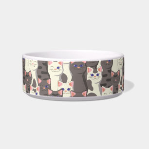 White and grey cats pattern bowl
