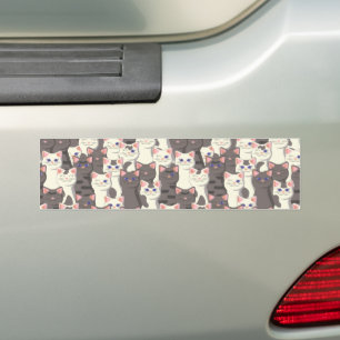 White and grey cats pattern bumper sticker
