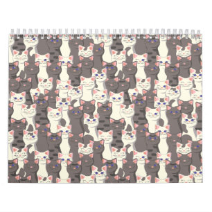 White and grey cats pattern calendar