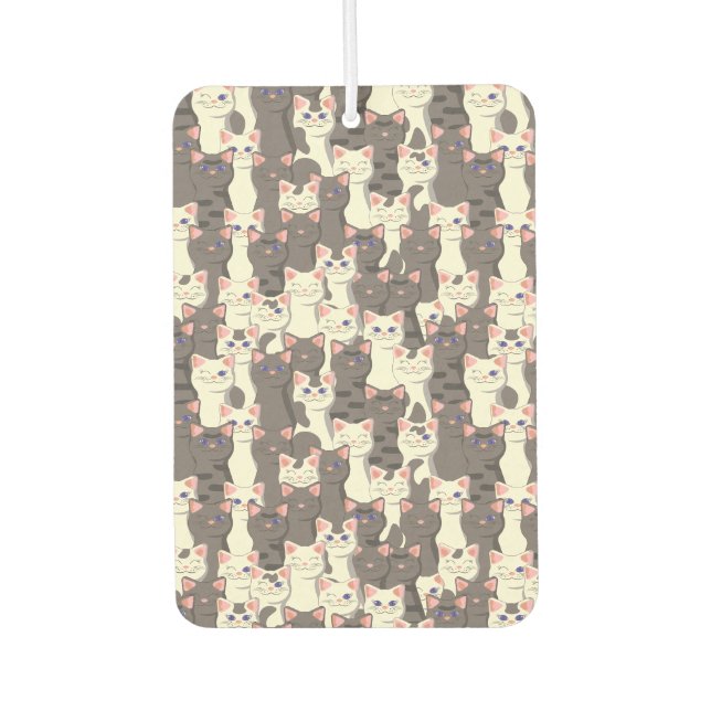 White and grey cats pattern car air freshener (Front)